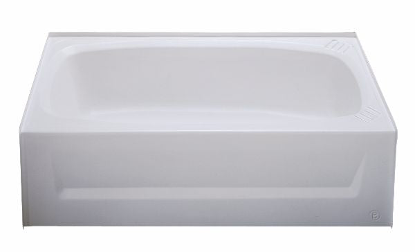 27″ x 54″ Plastic Tub Left Hand Drain – White