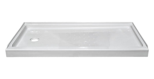 54″ x 27″ Acrylic Shower Pan Left Hand Drain – Biscuit (White Shown)