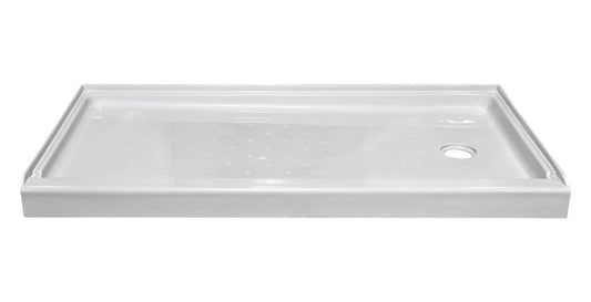 54″ x 27″ Acrylic Shower Pan Right Hand Drain – Biscuit (White Shown)